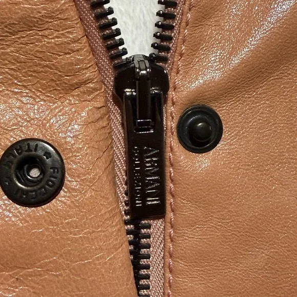Armani Collezioni Lambskin Leather Jacket Silk Lined Peach Italy‎ Womens 4 - Picture 9 of 13